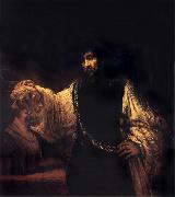 Rembrandt van rijn Aristotle with a Bust of Homer Germany oil painting artist
